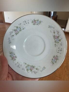 Carlton Corsage Saucer Plate #481 Pink Blue Floral Japan Cottagecore Wall Decor